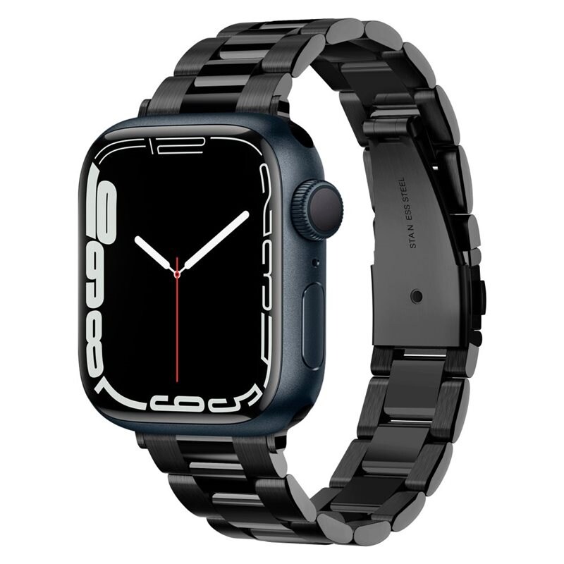 Spigen Apple Watch Series 10 42mm Metallarmband Modern Fit, svart - Snyggt metallarmband - Justerbar längd