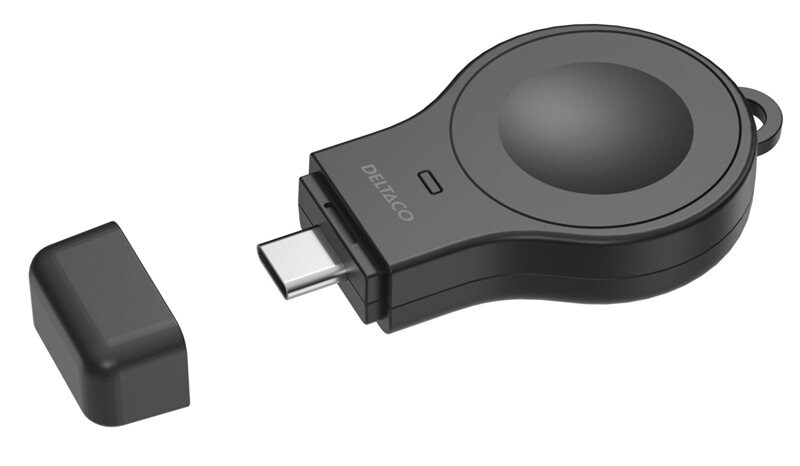 Deltaco Liten Apple Watch-laddare USB-C 2W, svart