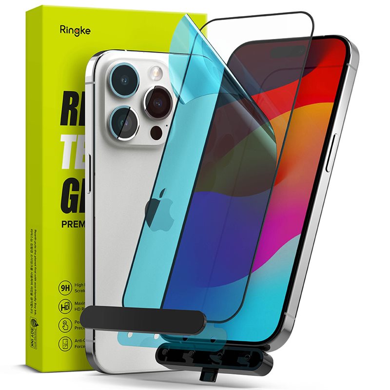 Ringke iPhone 15 Pro Max Skärmskydd i glas med monteringsverktyg
