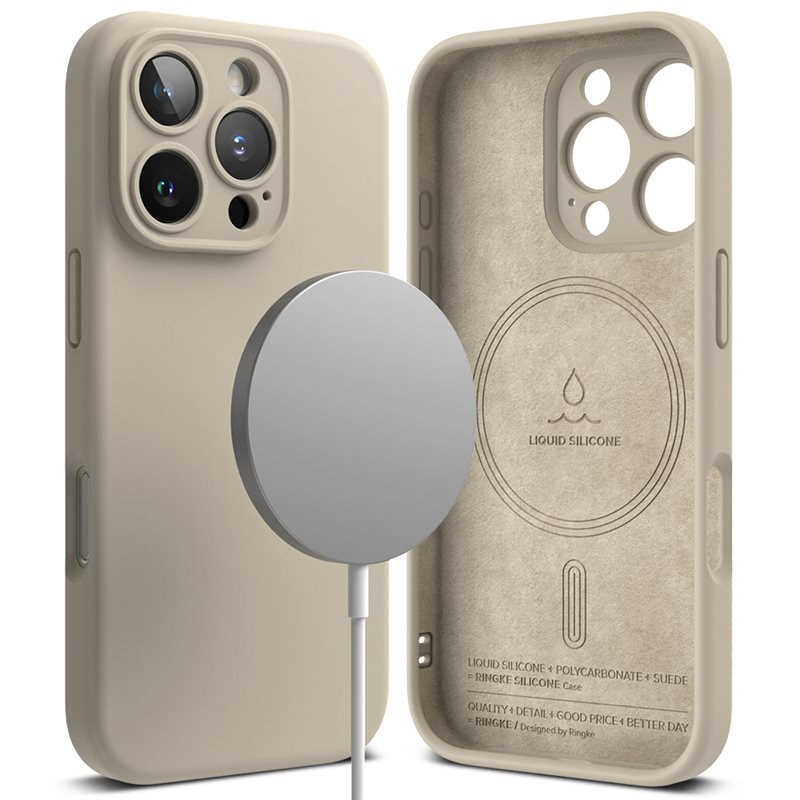 Ringke iPhone 16 Pro MagSafe silikonskal, Stone