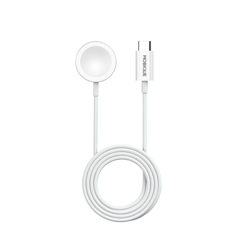 Mobique Apple Watch Series 4-6 44mm Laddare Magnetisk 1m USB-C, Vit