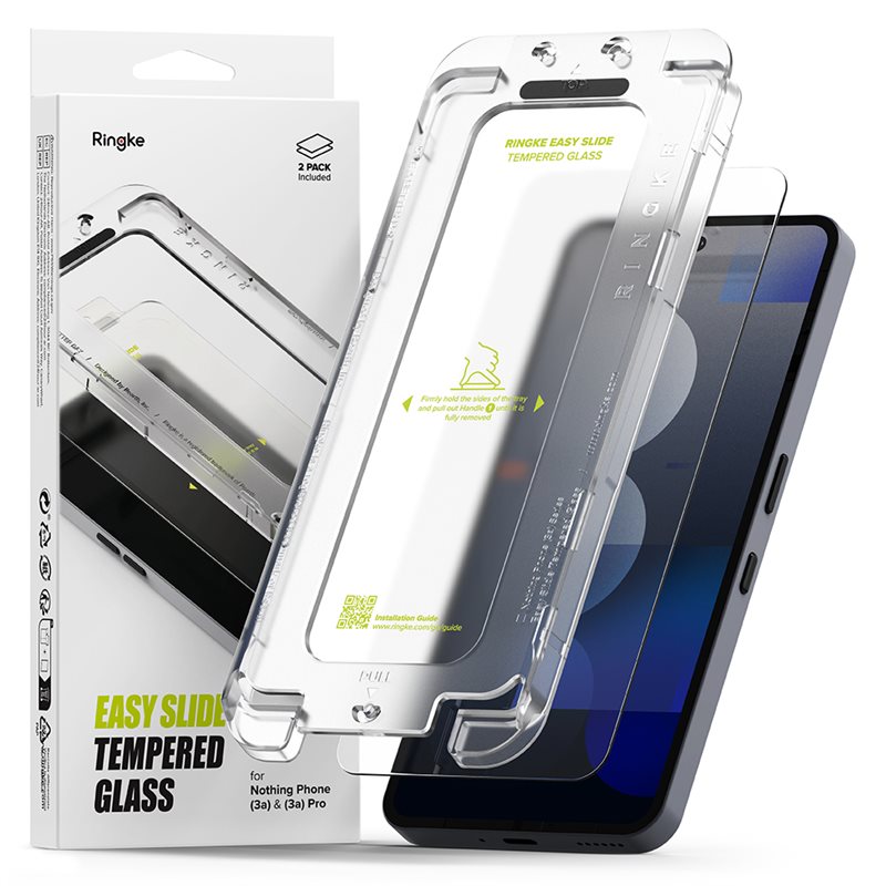 Ringke Nothing Phone 3a Pro Skärmskydd i glas med monteringsram (2-pack)
