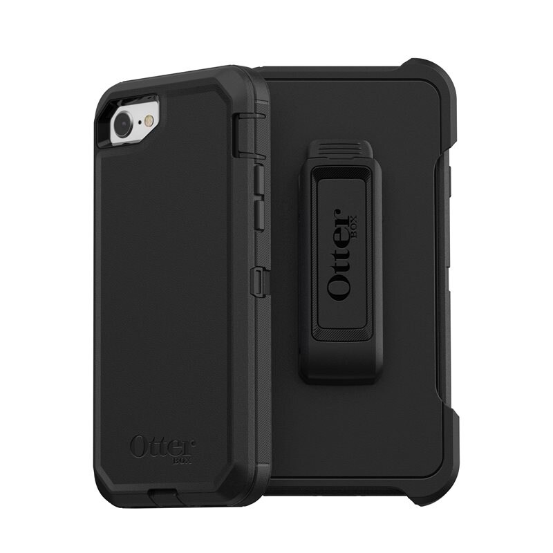 Otterbox iPhone SE (2022) Defender - Robust mobilskal med hög skyddsfaktor, svart - Skal med extremt stötskydd. Hölster med bältesklämma ingår