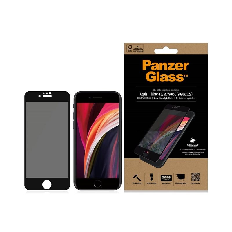PanzerGlass iPhone 7 Privacy skärmskydd i härdat glas - Edge-to-Edge