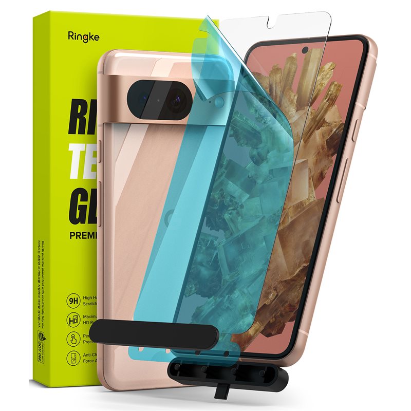 Ringke Google Pixel 8 Skärmskydd i glas med monteringsverktyg (2-pack) - Skärmskydd i härdat glas - Enkel installation
