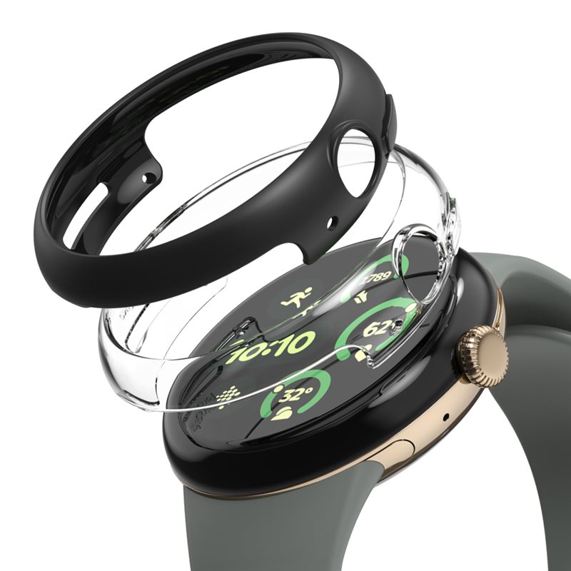 Ringke Google Pixel Watch 3 45mm Tunt skal (2-pack), Matte Black & Clear - Minimalistiskt skal som skyddar