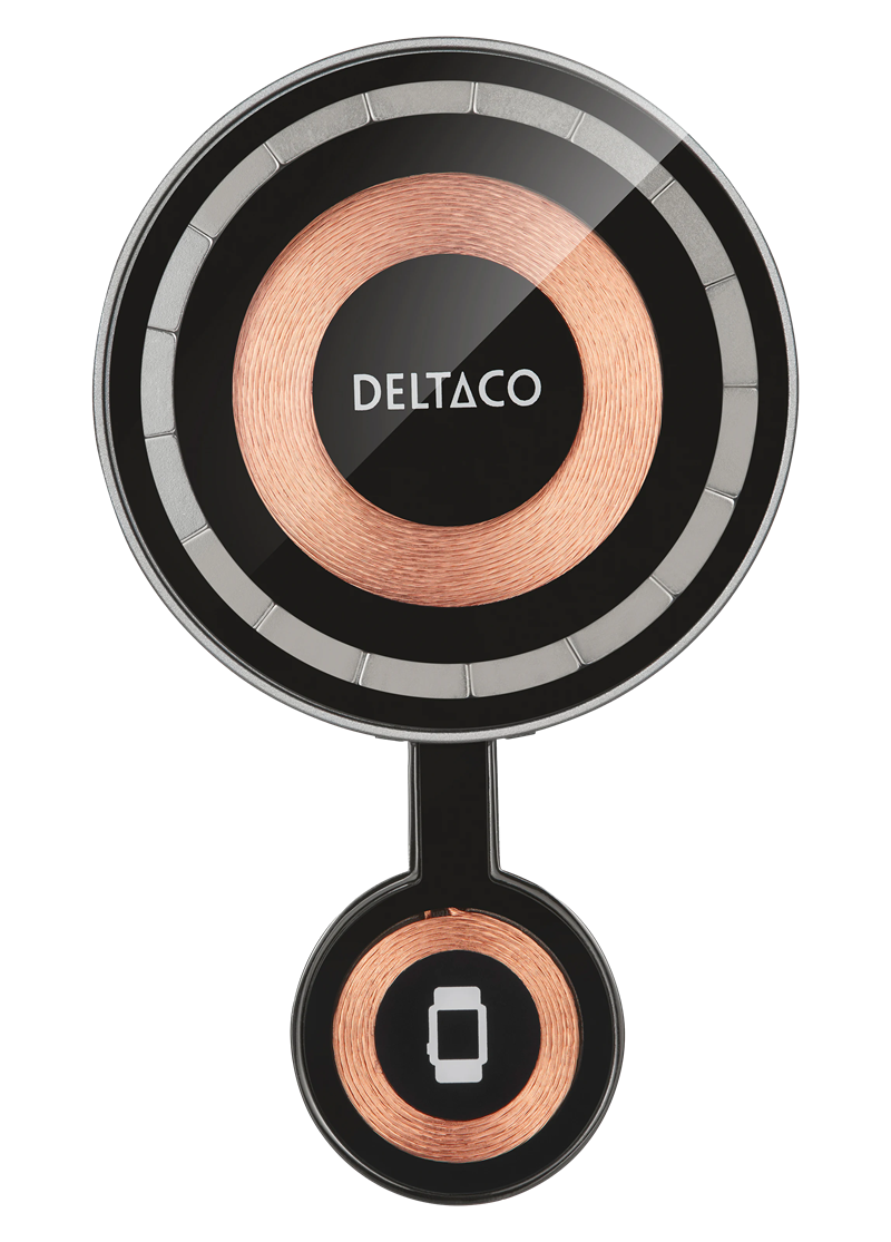 Deltaco 2-i-1 Trådlös Laddare med magnet, transparent