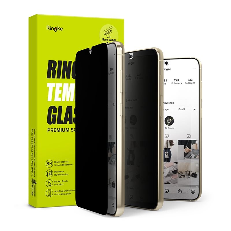 Ringke Samsung Galaxy S23 Plus Anti-spy Skärmskydd i glas med monteringsverktyg - Skärmskydd med sekretessfilter - Skydda din integritet