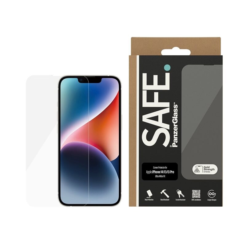 SAFE. by PanzerGlass iPhone 14 Skärmskydd i glas - Ultra Wide Fit - Högkvalitativt skärmskydd. Heltäckande och skalkompatibelt