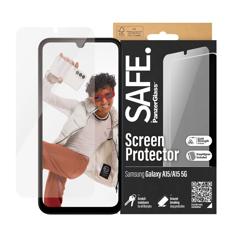 SAFE. by PanzerGlass Samsung Galaxy A15 Skärmskydd i glas med installationsram - Ultra Wide Fit