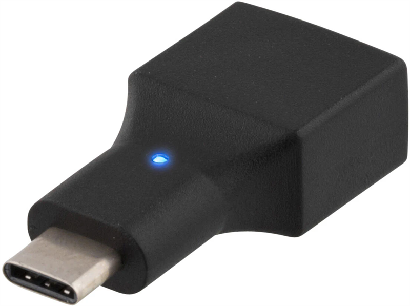 Deltaco USB-C till USB-A 2.0 Adapter, svart
