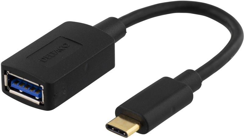 Deltaco Adapter USB-C till USB-A, svart