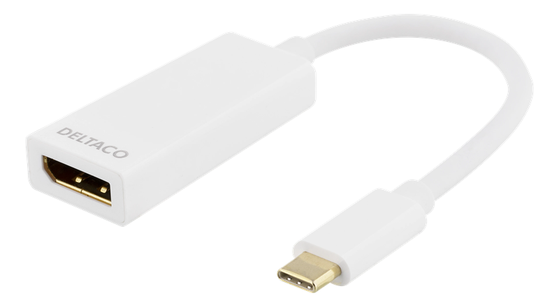 Deltaco Adapter USB-C till DisplayPort, vit