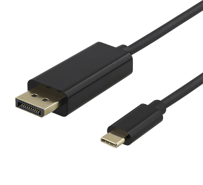 Deltaco USB-C till DisplayPort-kabel 4K 2m, svart