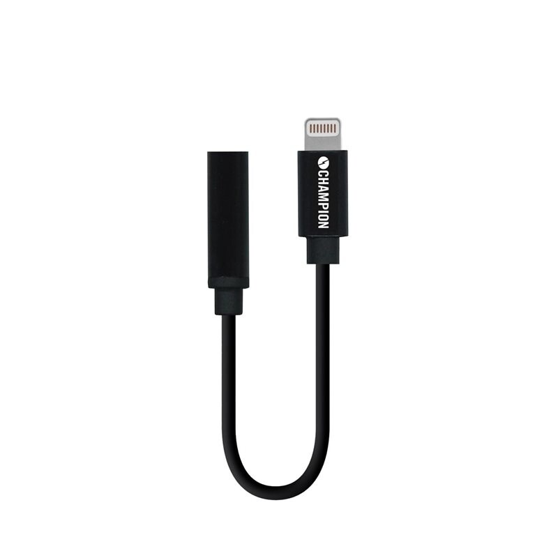 Champion Lightning till 3.5mm-adapter, svart - Använd dina egna hörlurar till iPhone