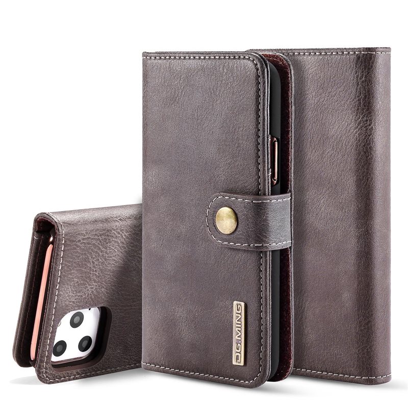 DG.MING iPhone 11 Pro Plånboksfodral med avtagbart skal, Brown - Stilrent läderfodral med avtagbart magnetiskt skal