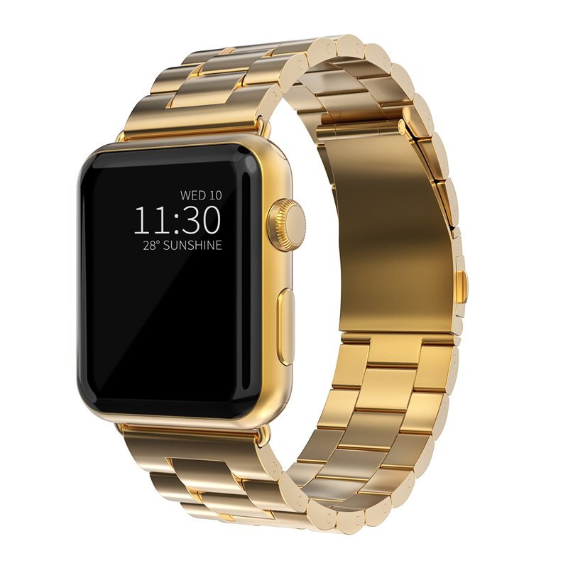 Apple Watch Series 10 46mm Stilrent länkarmband i metall, Guld - Armband i lyxig och stilren design