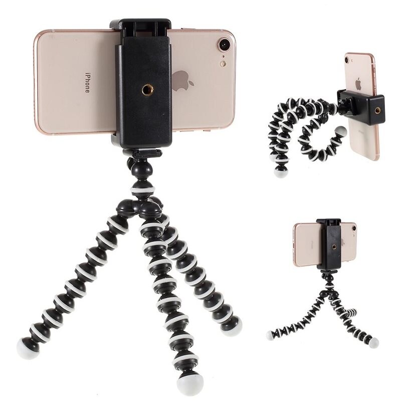 Mobilstativ Tripod med böjbara ben, svart - Litet stativ för foto och video - Kompakt - Bärbart