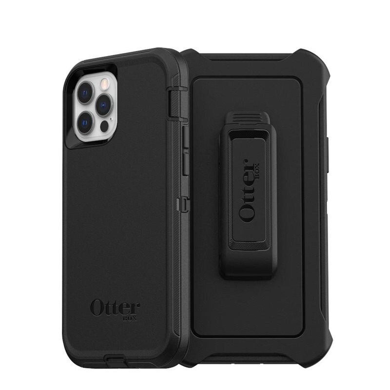 Otterbox iPhone 12/12 Pro Defender - Robust mobilskal med hög skyddsfaktor, svart - Skal med extremt stötskydd. Hölster med bältesklämma ingår