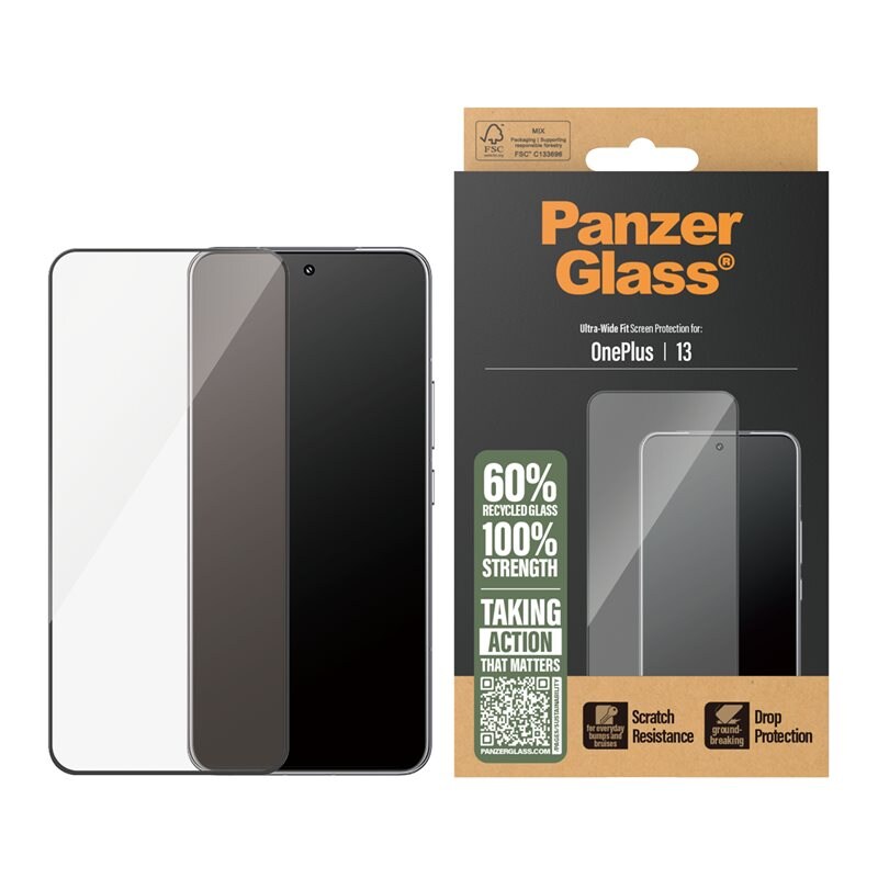 PanzerGlass OnePlus 13 Skärmskydd i reptåligt härdat glas - Ultra Wide Fit - Skärmskydd med oslagbar kvalitet. Bästa skyddet för skärmen