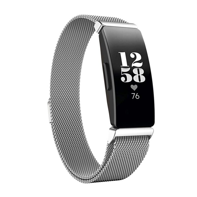 Fitbit Inspire/Inspire HR/Inspire 2 Armband Milanese Loop, Silver - Lyxigt armband med magnetisk stängning - Rostfritt stål