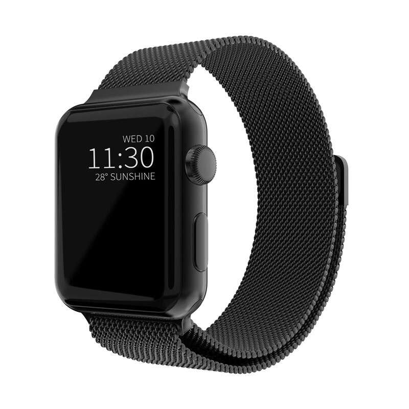 Apple Watch Series 4-6 40mm Armband Milanese Loop, Svart - Lyxigt armband med magnetisk stängning - Rostfritt stål