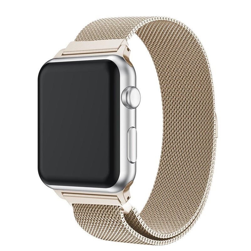 Apple Watch Series 1-3 42mm Armband Milanese Loop, Champagneguld - Lyxigt armband med magnetisk stängning - Rostfritt stål