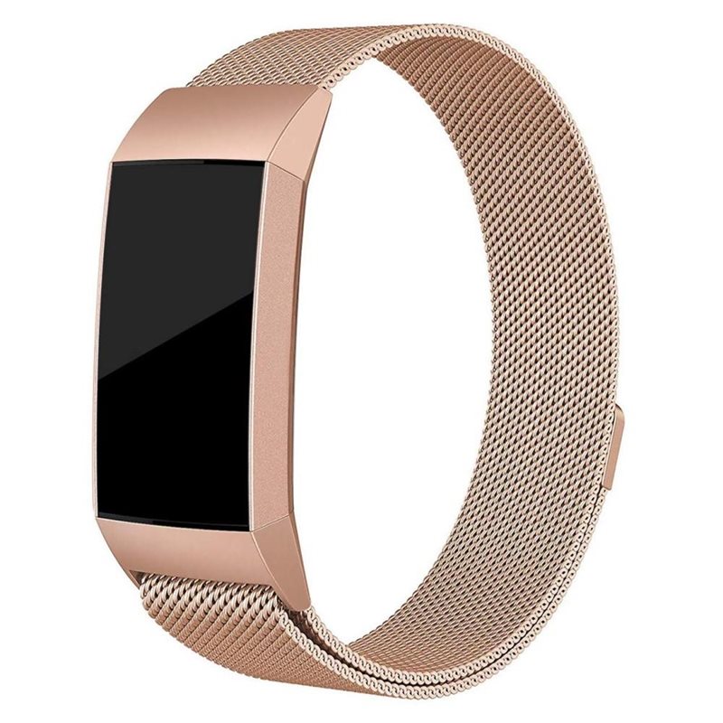 Fitbit Charge 3/Charge 4 Armband Milanese Loop, Roséguld - Lyxigt armband med magnetisk stängning - Rostfritt stål