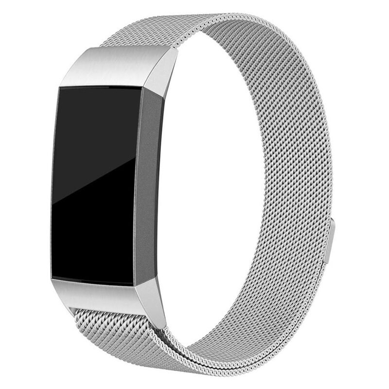 Fitbit Charge 3/Charge 4 Armband Milanese Loop, Silver - Lyxigt armband med magnetisk stängning - Rostfritt stål
