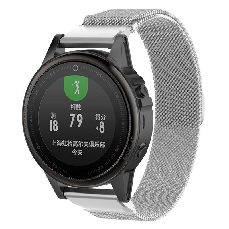 Garmin Fenix 7S Armband Milanese Loop, Silver - Lyxigt armband med magnetisk stängning - Rostfritt stål