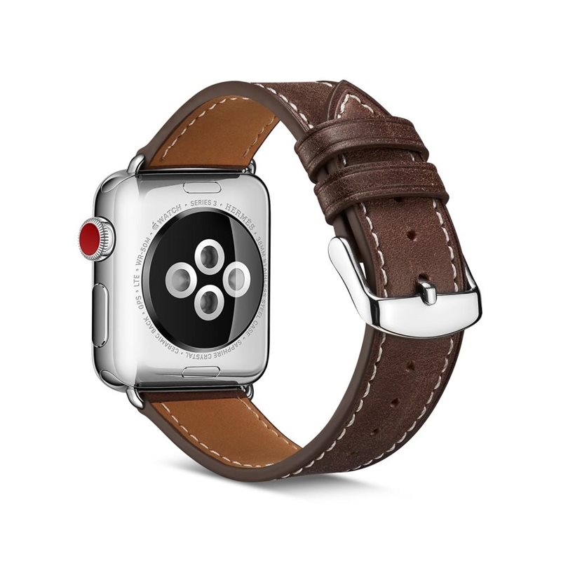 Apple Watch Series 8 41mm Armband i äkta läder, Brun - Snyggt armband i läder