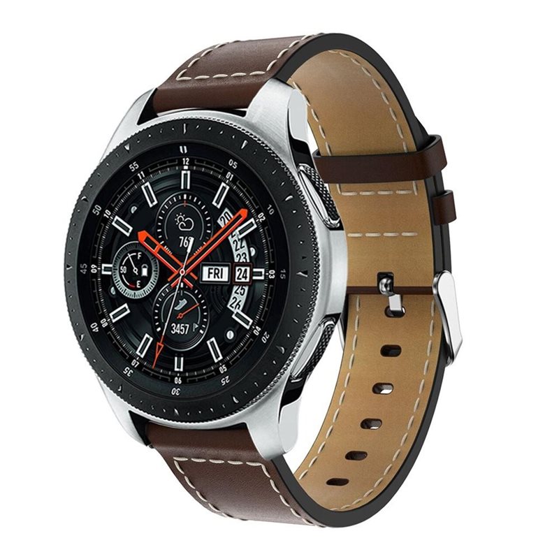 Samsung Galaxy Watch 46mm Armband i äkta läder, Brun - Snyggt armband i läder