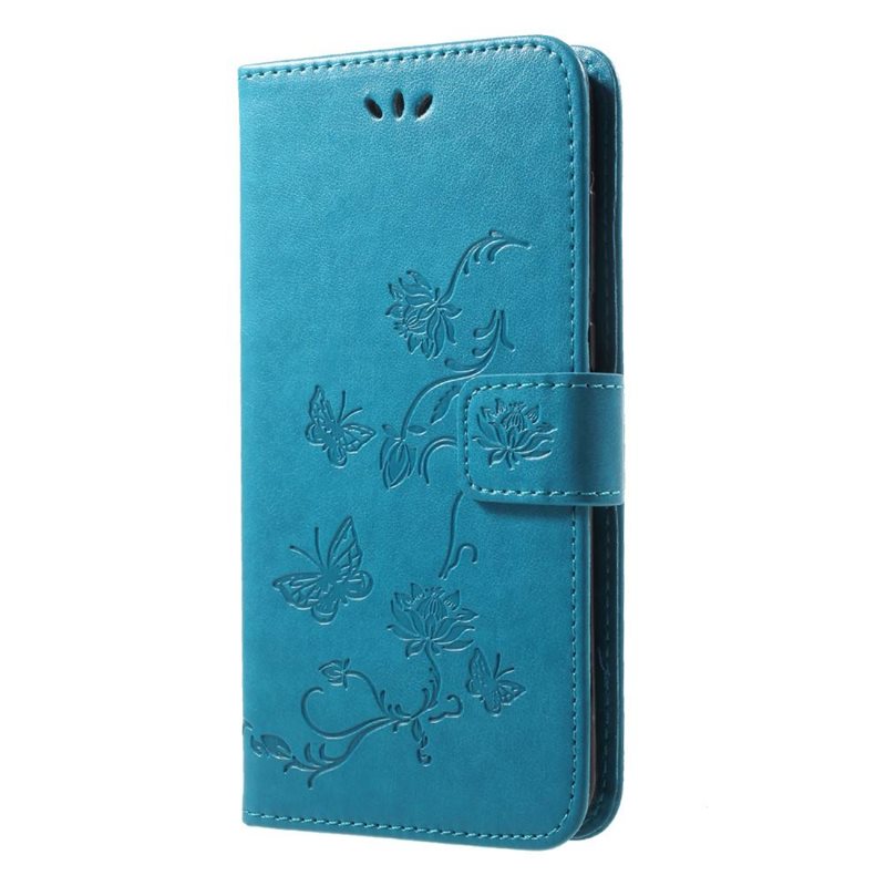 Huawei P20 Pro Mobilfodral med fjärilar, Blå - Fint plånboksfodral med mönster