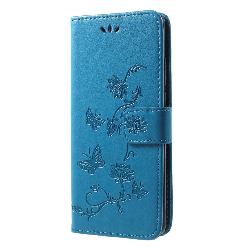 Huawei P30 Pro Mobilfodral med fjärilar, Blå - Fint plånboksfodral med mönster