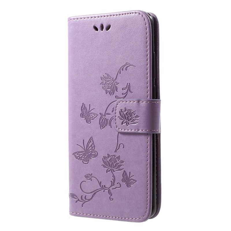 Huawei P30 Pro Mobilfodral med fjärilar, Lila - Fint plånboksfodral med mönster