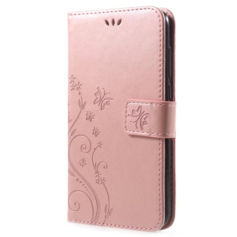 Huawei P Smart Mobilfodral med fjärilar, Rosa - Fint plånboksfodral med mönster