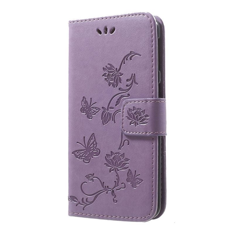 Samsung Galaxy A20e Mobilfodral med fjärilar, Lila - Fint plånboksfodral med mönster