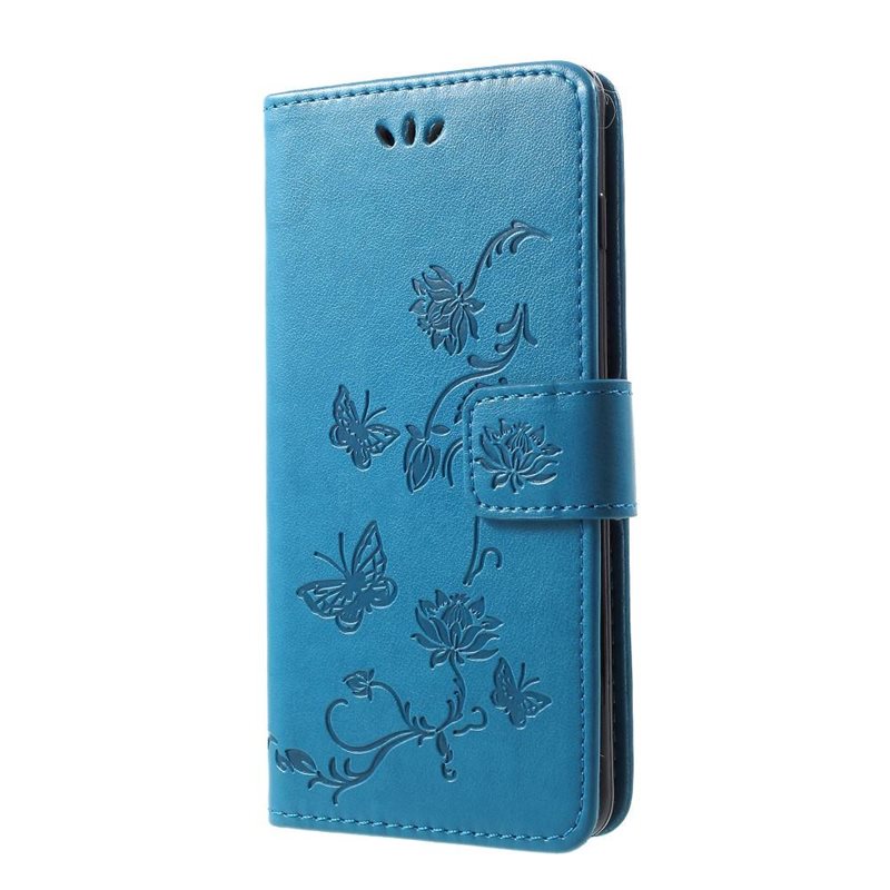 Samsung Galaxy S10 Mobilfodral med fjärilar, Blå - Fint plånboksfodral med mönster