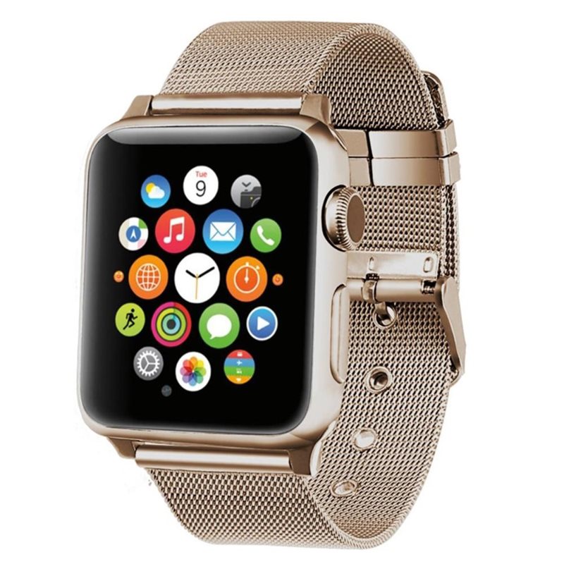 Apple Watch 41mm Series 7 Armband i mesh, champagne gold - Snyggt armband i lyxig design