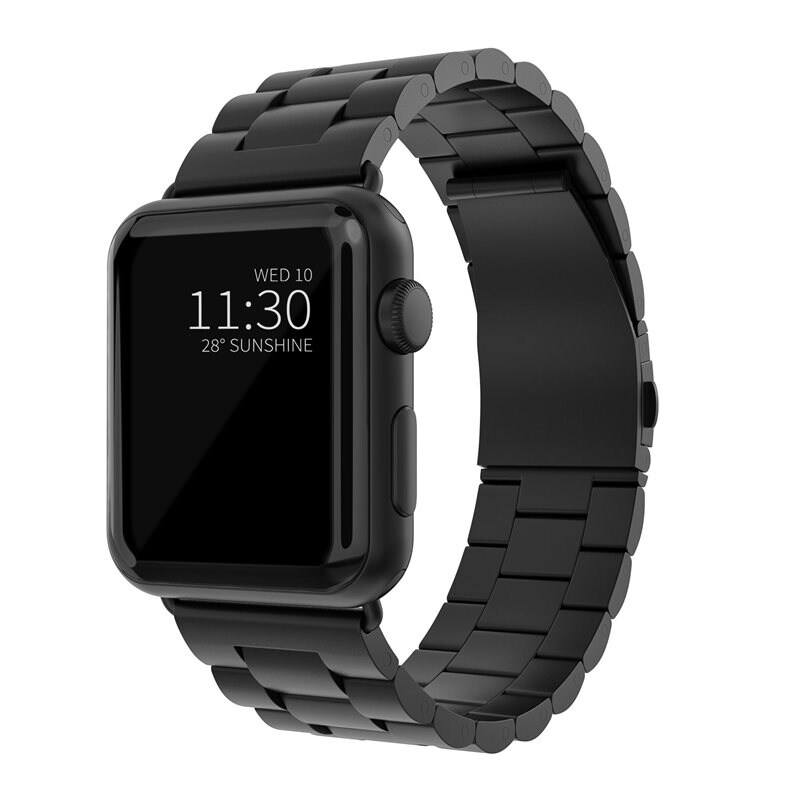 Apple Watch Series 8 41mm Stilrent länkarmband i metall, Svart - Armband i lyxig och stilren design