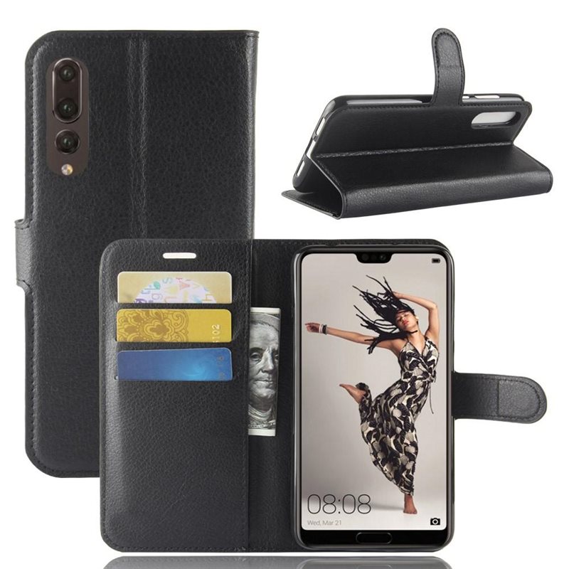 Huawei P20 Pro Enkelt mobilfodral, Svart - Praktiskt plånboksfodral med plats för sedlar och kort