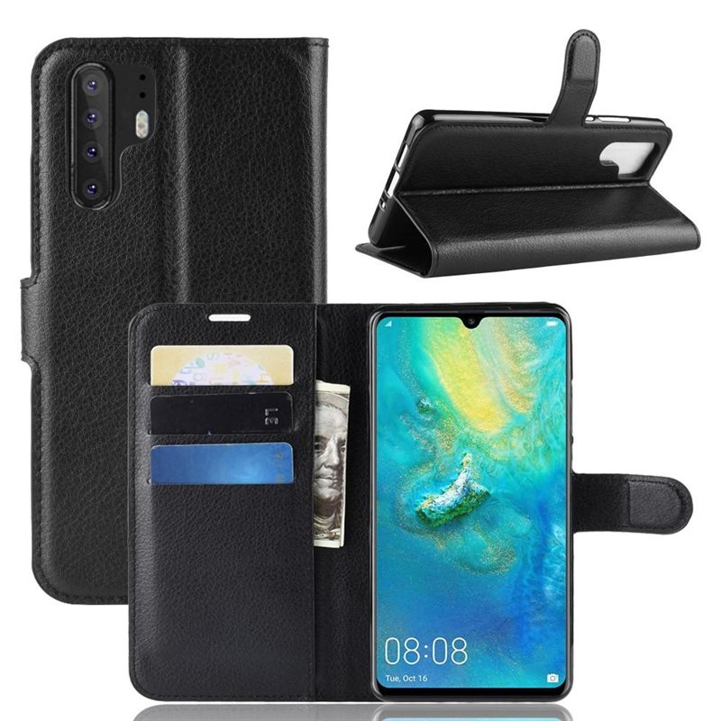 Huawei P30 Pro Enkelt mobilfodral, Svart - Praktiskt plånboksfodral med plats för sedlar och kort