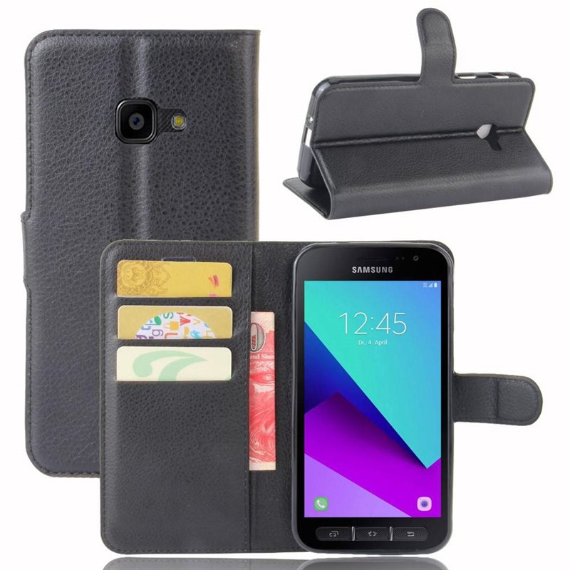 Samsung Galaxy Xcover 4/4s Enkelt mobilfodral, Svart - Praktiskt plånboksfodral med plats för sedlar och kort