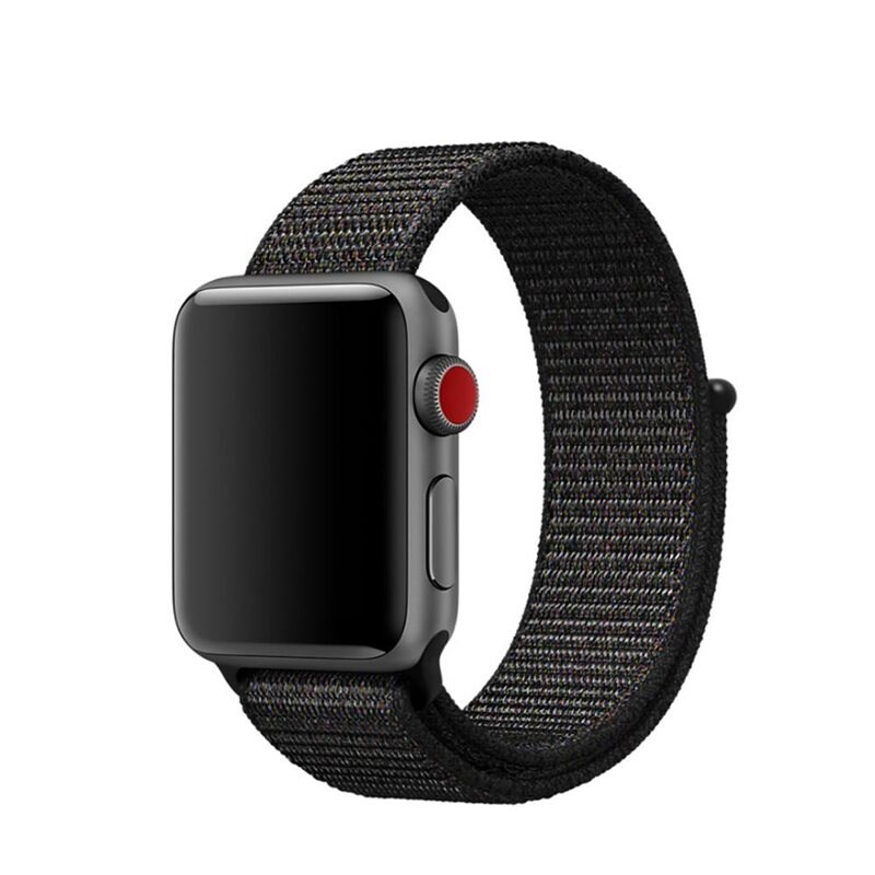 Apple Watch SE 40mm Armband i nylon, Svart - Armband i skön och ventilerande nylon