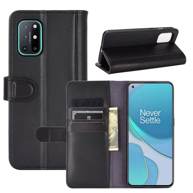 OnePlus 9 Pro Plånboksfodral i Äkta Läder, Svart - Stilrent plånboksfodral med plats för sedlar och kort