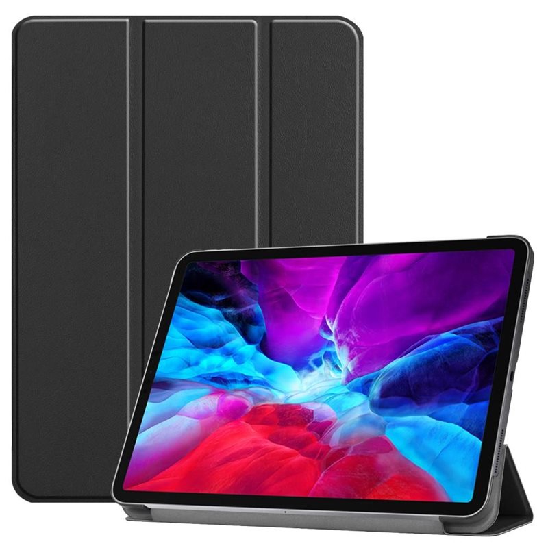 Apple iPad Pro 12.9 4th Gen (2020) Tri-Fold Fodral, Svart - Skyddande fodral med stödfunktion