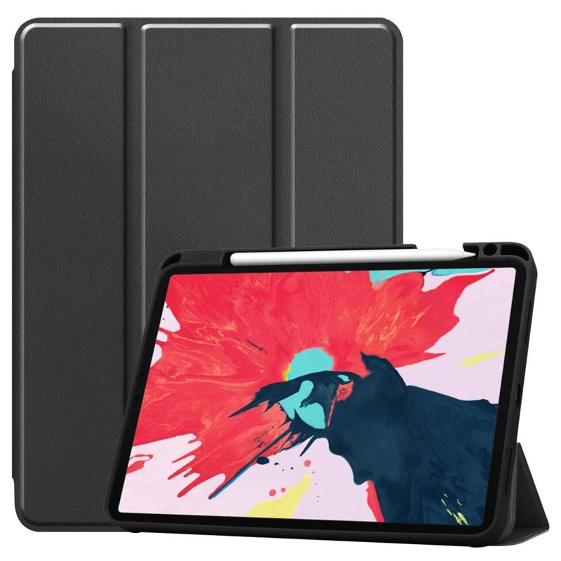 Apple iPad Pro 11 2nd Gen (2020) Tri-fold Fodral med pennhållare, Svart - Skyddande fodral