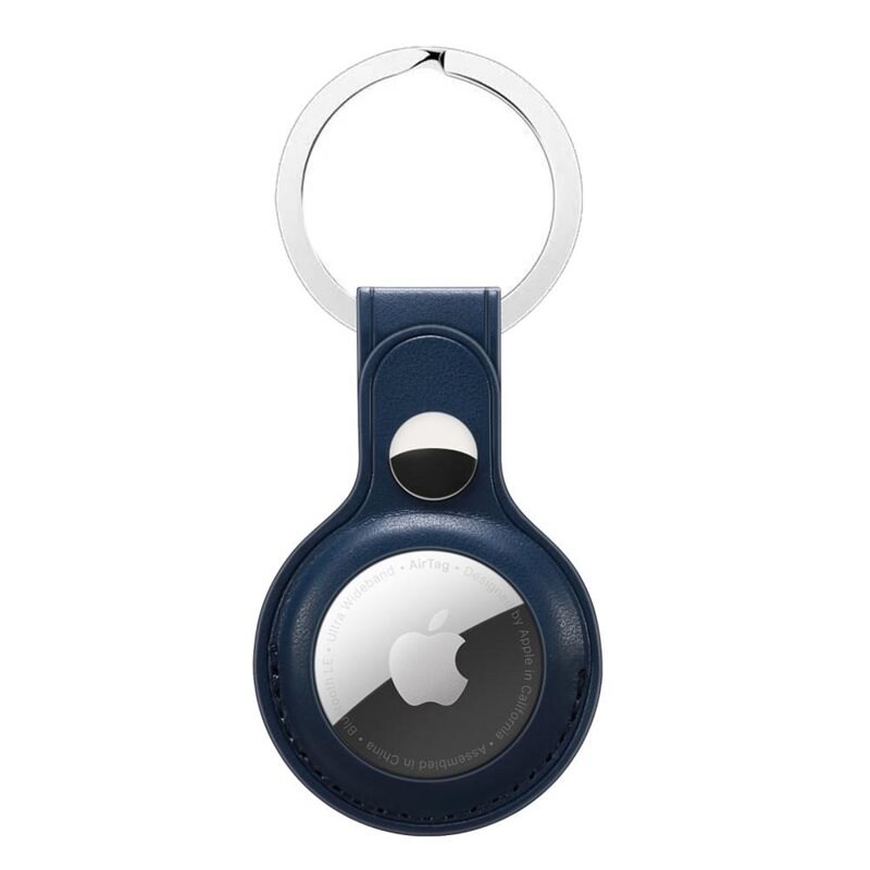 Apple AirTag Nyckelring med läderskal, blå - Skyddande skal