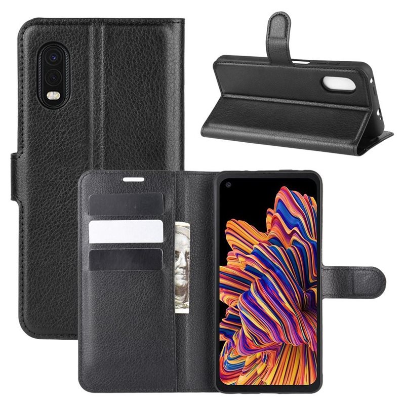 Samsung Galaxy Xcover Pro Enkelt mobilfodral, Svart - Praktiskt plånboksfodral med plats för sedlar och kort