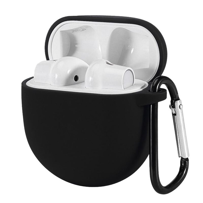 OnePlus Buds Silikonskal + karbinhake, svart - Skydda och håll koll på dina hörlurar